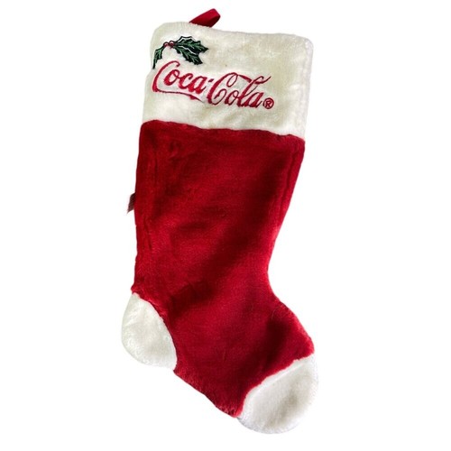 Medias navideñas vintage Coca-Cola peluche rojo blanco 1998 grupo Cavanagh - Imagen 1 de 13