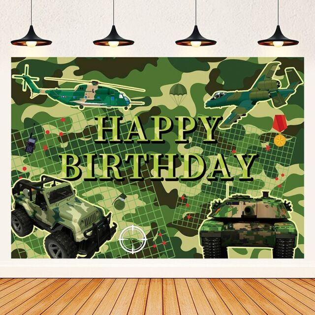 Camouflage Happy Birthday Banner Camouflage Birthday Party Backdrop Army Solider