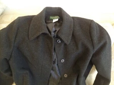 Vintage Harve Benard 14W Black 100% wool Long Coat Winter Lady Day