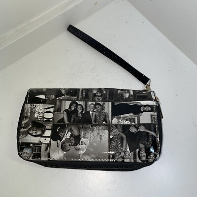 Michelle Obama Wallet Double Zip Wristlet Black & White Magazine Power Family