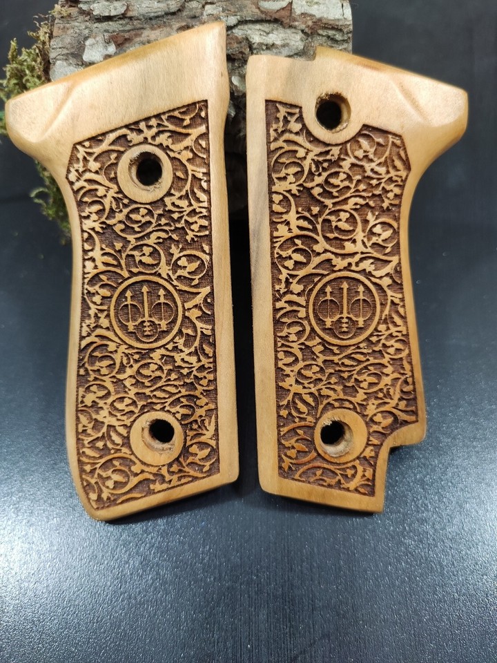Grips Pistolet ZIB GRIPS Pour Beretta 92/96 - Bois De Hêtre Gravé - Fabriqué En Turquie
