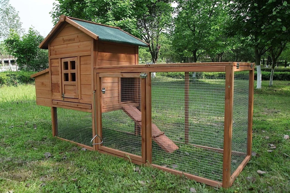 80'' Wooden Chicken Coop w/Nesting Box&Run for 2-4 Chickens,Large Hen House Cage