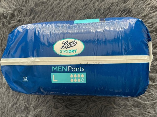 Boots Men’s Stay Dry Pants, Size L - Large. 1 pack of 12 pants Brand New - Picture 3 of 3