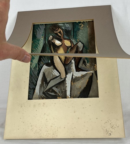 Vintage 1962 Nu Assis Nude Woman Color Lithograph after Pablo Picasso Cubist - Picture 18 of 24