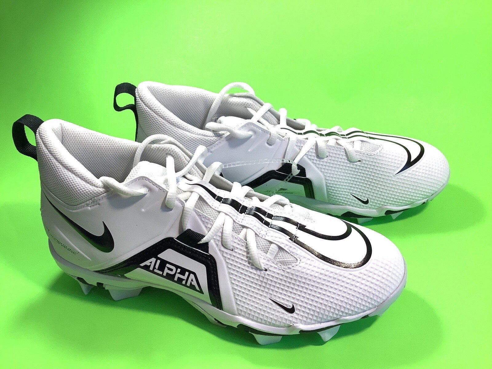 NIKE ALPHA MENACE Men’s Football Cleats Size 10 White w/Black NEW thumbnail 5