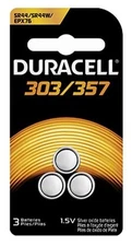 Duracell 357 303 - SR44SW Silver Oxide Button Cell Batteries 3 Pack