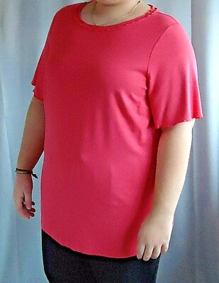 MAXIMA Shirt 1/2 Arm koralle Kräuselsäume  PLUS SIZE    Größe 48     Nr.497
