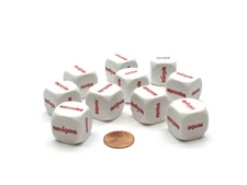 Pack of 10 20mm D6 Shapes Spanish Word Dice Series 1 - White with Red Words