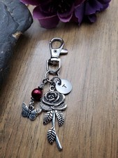 Personalized Rose Keychain, Butterfly Keychain, Bag Charm, Gift for Her
