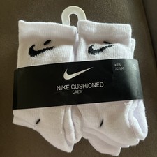 New Nike Kids Crew Cushioned Training Socks Sz 4-5 Years XXS 6 Pack