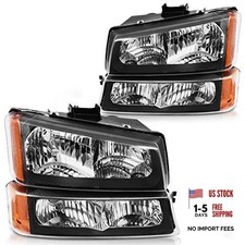 Headlights Assembly Compatible with A Black Housing Amber Reflector Clear Lens