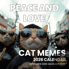 Funny Cat Calendar 2026 Wall Calendar,Cat Emojis Memes Theme 12"x12"