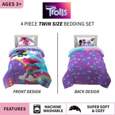 DreamWorks Kids Bedding Trolls World Tour Twin Comforter Sheet Set by: Franco