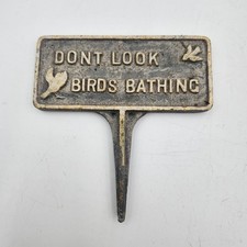 Vintage Metal cast Garden Signs Birds Bath garden sign funny