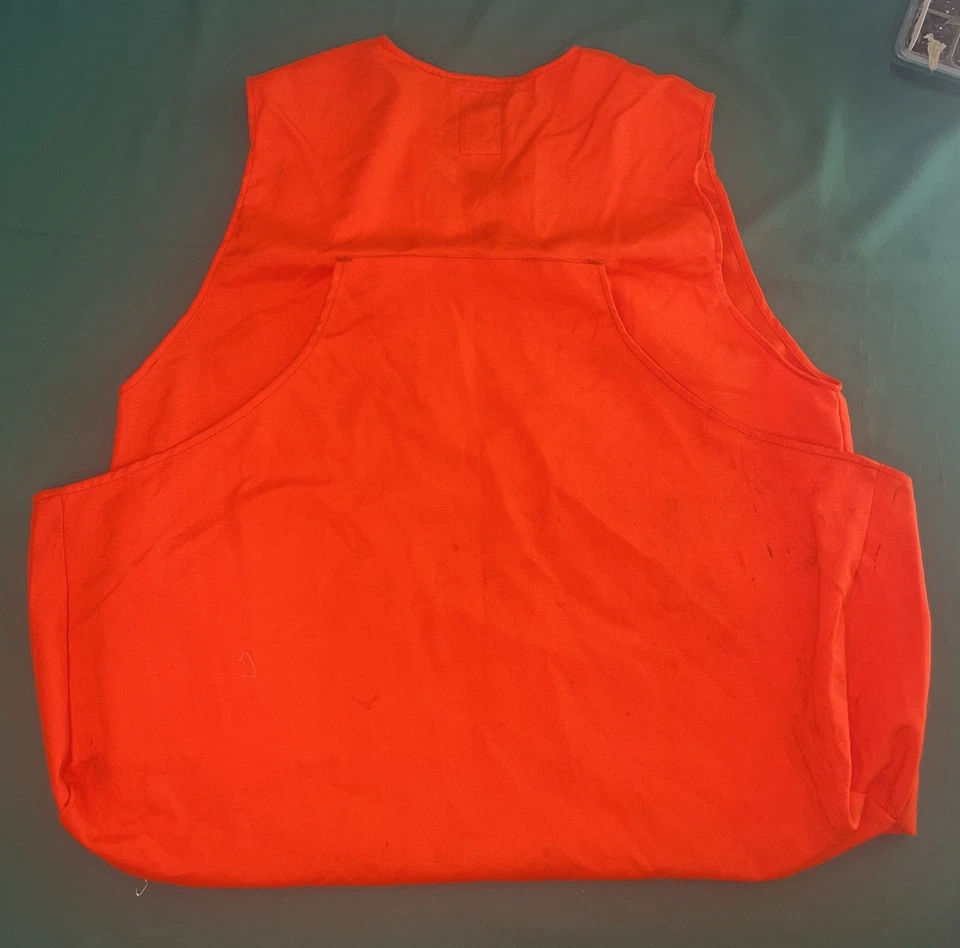 Chaleco de Caza Bob Allen De Colección Talla XL Lona EE. UU. Naranja Pato Tiro de Pájaros Foto 3 de 4