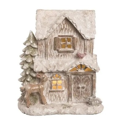 Transpac Resin Light Up Holiday Cabin Decor Christmas LED Cabin #124
