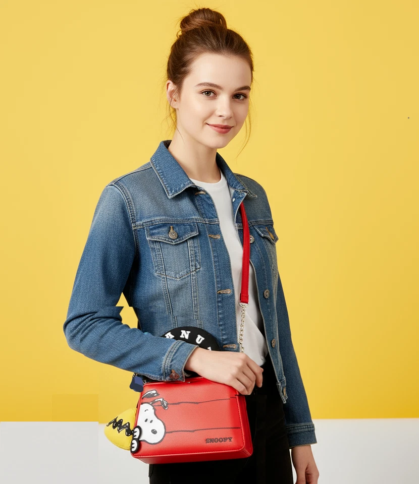 Snoopy 2way Crossbody Bag Peanuts 75th Anniversary Dog House Cute Handbag - Image 4 of 4