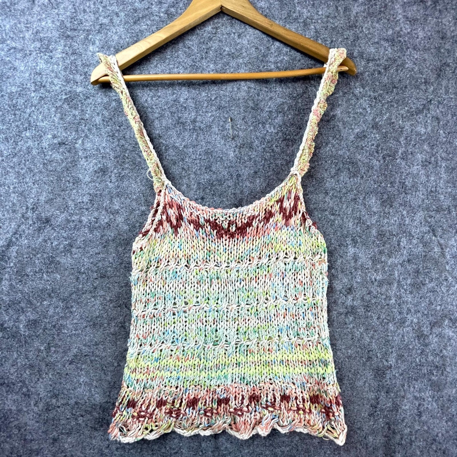 Free People Palmetto Tank Top Womens Small Colorful Knit Crochet Candied Dream
