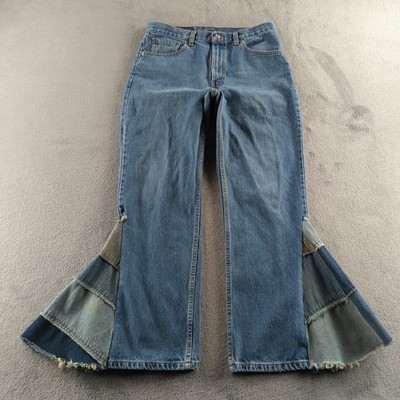 Vintage 90s Levis 516 Jeans Mens 34x30 (Fits 30x30) Blue Custom Patchwork Flared