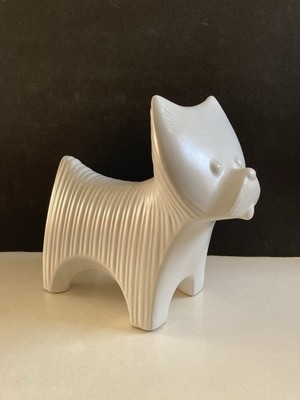 Jonathan Adler Menagerie Westie Terrier Hund weiß Steinzeug Skulptur groß 25 cm