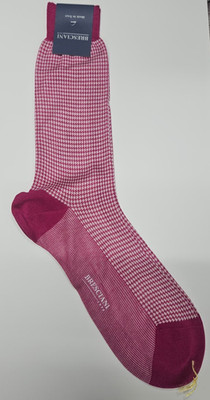 Bresciani Men Socks 100% Cotton - Size L - Pink - New With Tags
