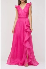 JS Collections Berry Julie Organza Ruffle Gown Size 10 298