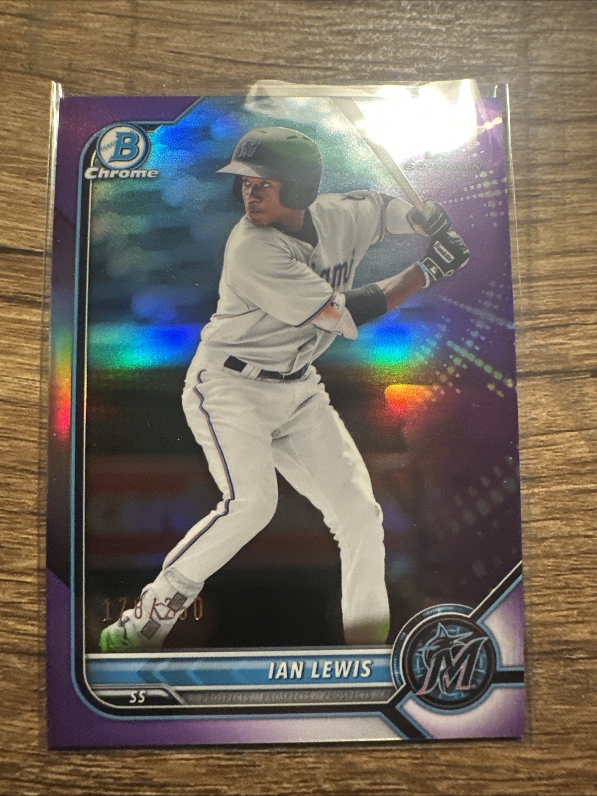 2022 Bowman - Chrome Prospects Ian Lewis #BCP-96 Purple Refractor /250 (RC)