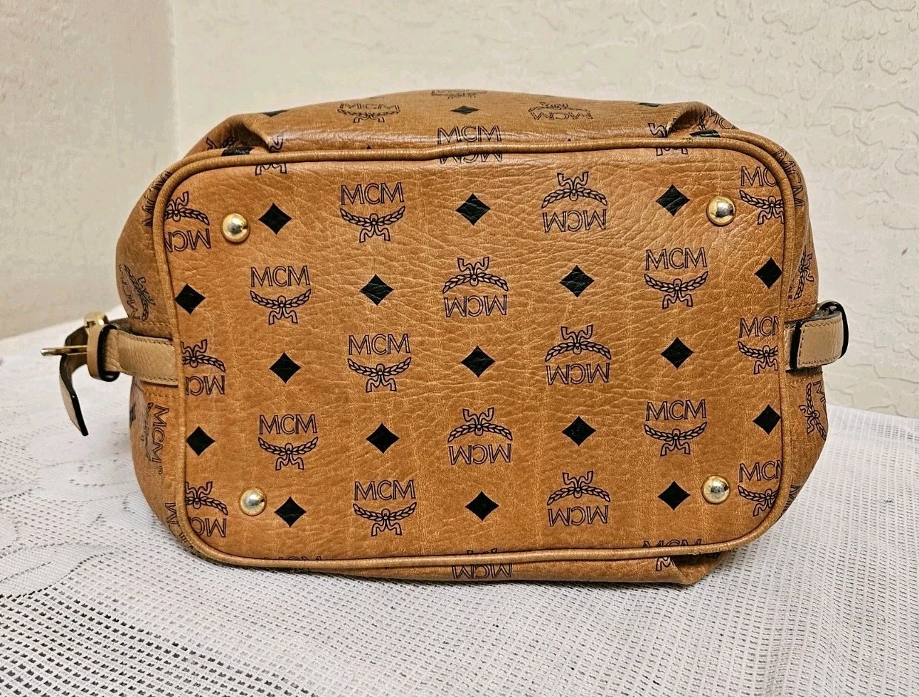 MCM Cognac Medium Drawstring Bucket Shoulder Bag … - image 17