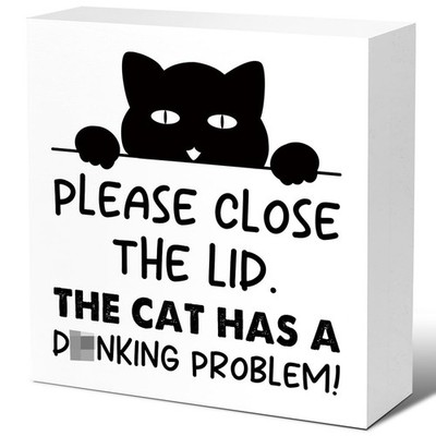 LVQHI Funny Bathroom Cat Sign Decor, Put the Lid Down the Cat has a Drinking ...