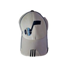 Utah Jazz White Fitted Hat Mesh Back Addidas NBA Cap Size S/M