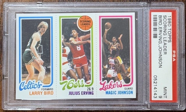 TOP EYE APPEAL 1980 Topps Larry Bird Julius Erving Magic Johnson Rookie RC PSA 9