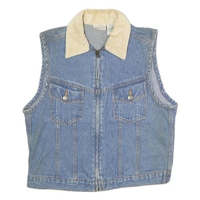 ST JOHN'S BAY Damen Jeansjacke Weste Reißverschluss Blau S Cordkragen Baumwolle
