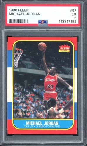 1986 Fleer #57 Michael Jordan Rookie PSA 5 Chicago Bulls Basketball Card (7188)