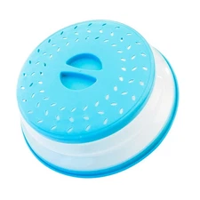 10.5" Silicone and Plastic Collapsible Microwave Splatter Cover with Steam Vent