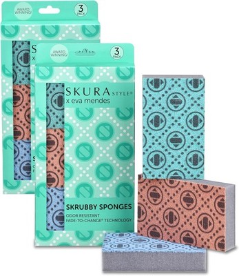 Skura Style x Eva Mendes Smart Kitchen Dish Sponges (Bulk 6 Pack) | Odor