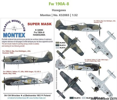 1:32 Montex  masks & markings for Fw 190A-8 by Hasegawa- K32083