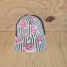 C.C Floral & Pinstripe Print Hat Adjustable Mesh Trucker CC Baseball Cap Nwt