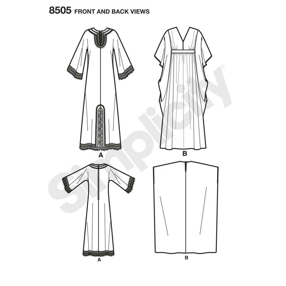 CAFTAN SEWING PATTERN Simplicity 8505 10-20 Womens 70s Vintage Retro Uncut - image 2 of 3