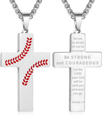 Stocking Stuffers Christmas Gift - Baseball Cross Necklace for Boys Men, Stainle