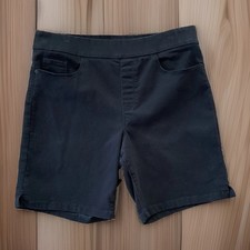 DKNY JEANS Women's L Black Denim Comfort Stretch Pull-On Bermuda Stretch Shorts