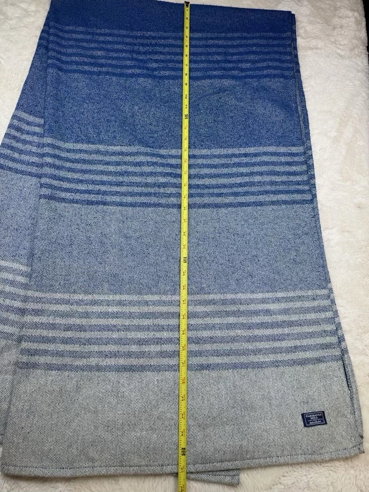 "Manta Faribault mezcla de algodón lineal a rayas azul 45"" X 72"" mar náutico" Foto 2 de 4