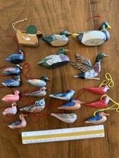 Wood Ducks/Birds/owl Lot of 20 Ornaments Hanging Decor Painted