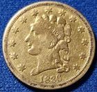 1836 Classic Head Quarter Eagle $2.5 Gold Well Circulated Coin