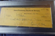 Ty Cobb Photo Philadelphia Athletics Tigers Baseball Signed Bank Check PSA SLAB