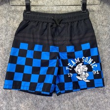 Sonic the Hedgehog Boys XS 4-5 Years Blue and black checkered swim shorts Trunks