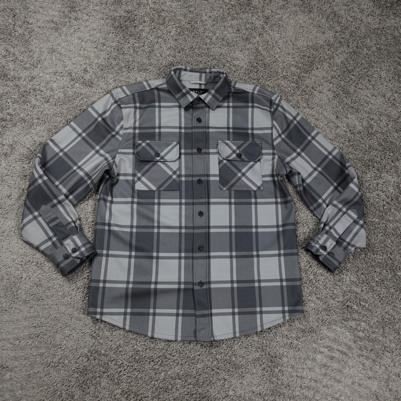 Bylt Bascis Shirt Mens Large Gray Long Sleeve Coastal Overshirt Button Up