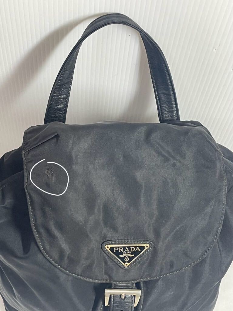 PRADA Nylon Chain Backpack Black Gold Triangle LOGO Black with Storage Bag from thumbnail 10