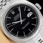ROLEX MENS DATEJUST 16014 BLACK DIAL 18K WHITE GOLD STEEL JUBILEE WATCH