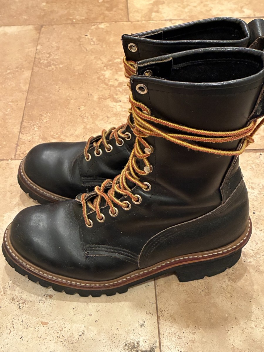 Red Wing 2218 Steel Toe Black Leather Logger Lineman Work Boots Men\'s US 7 C Red Wing 2218 Black Steel Toe Logger Boots Men main image 4