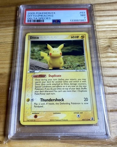 2005 POKEMON EX DELTA SPECIES #63 DITTO [PIKACHU] PSA 7